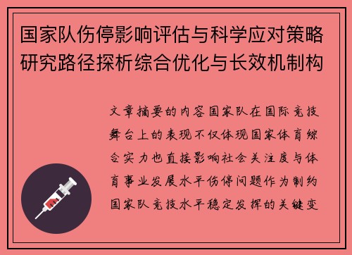 国家队伤停影响评估与科学应对策略研究路径探析综合优化与长效机制构建 国家队伤停影响评估与科学应对策略研究路径探析综合优化与长效机制构建